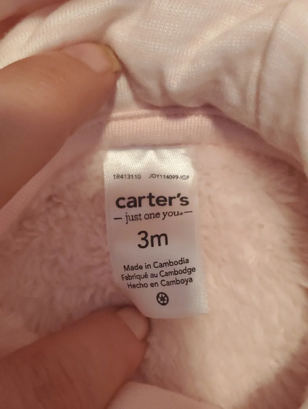 Carter's Soft Pink Plush Hooded Footed One-Piece